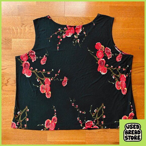 2XL Black Floral Sleeveless CDW Woman Stretch Tank Top Red Floral Summer Goth - Picture 2 of 3